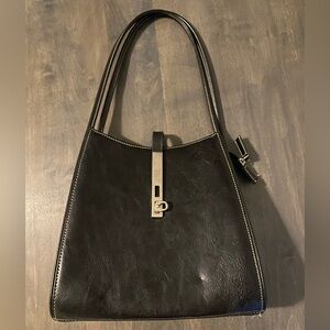 Vintage Elegant Black Leather Handbag